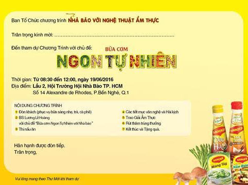 Nhà báo với nghệ thuật ẩm thực năm 2016 mang chủ đề: Ngon tự nhiên